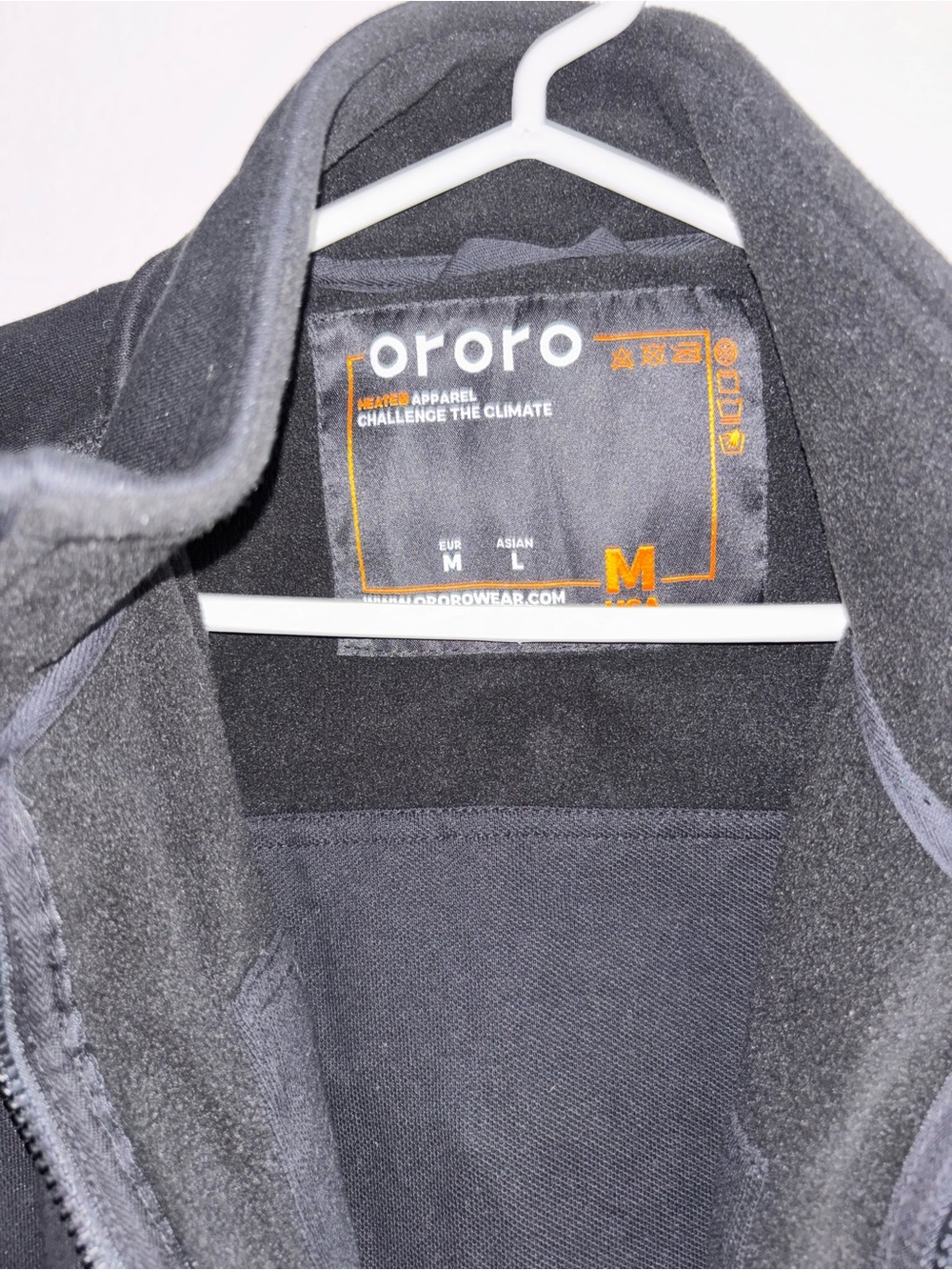 Ororo Black Heated Fleece Jacket with Full Zip no battery - Picture 6 of 6